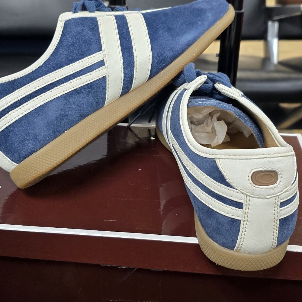Coach Frasier Retro Sneakers in blue suede and White - Picture 4 of 11